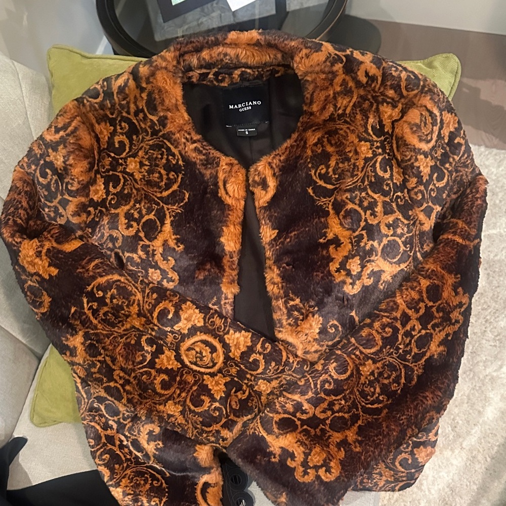 Marciano Women's Ornate Brown and Black Teddy Jacket